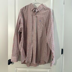 Southern Tide Red and White Plaid Button Down Shirt